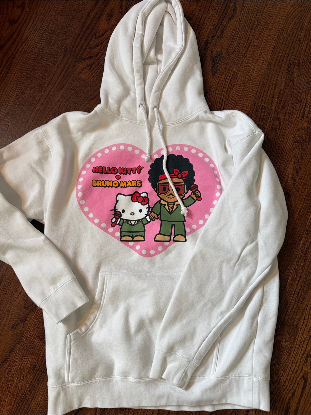Hello Kitty White Pullover Hoodie with Pink Polka Accent